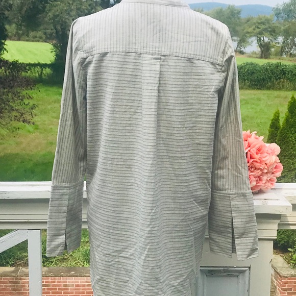 MADEWELL Gray Texture Striped Split Cuff Shirt Sm - Picture 6 of 8